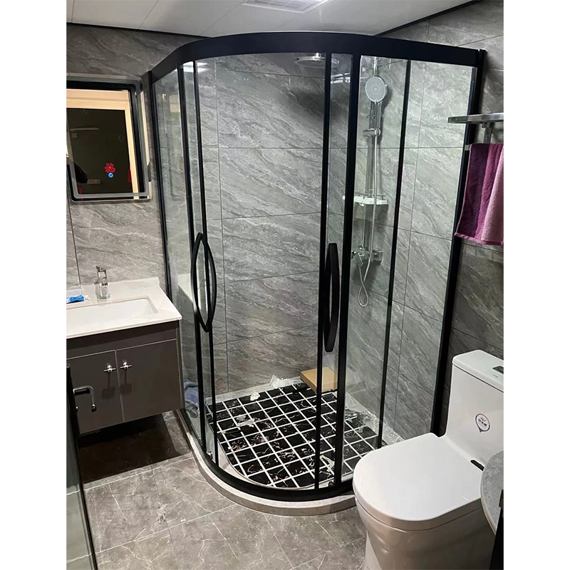 Aluminum Frame Glass Wooden Bathroom
