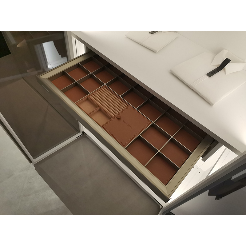 Aluminum Frame Glass Wood Wardrobe Cabinet