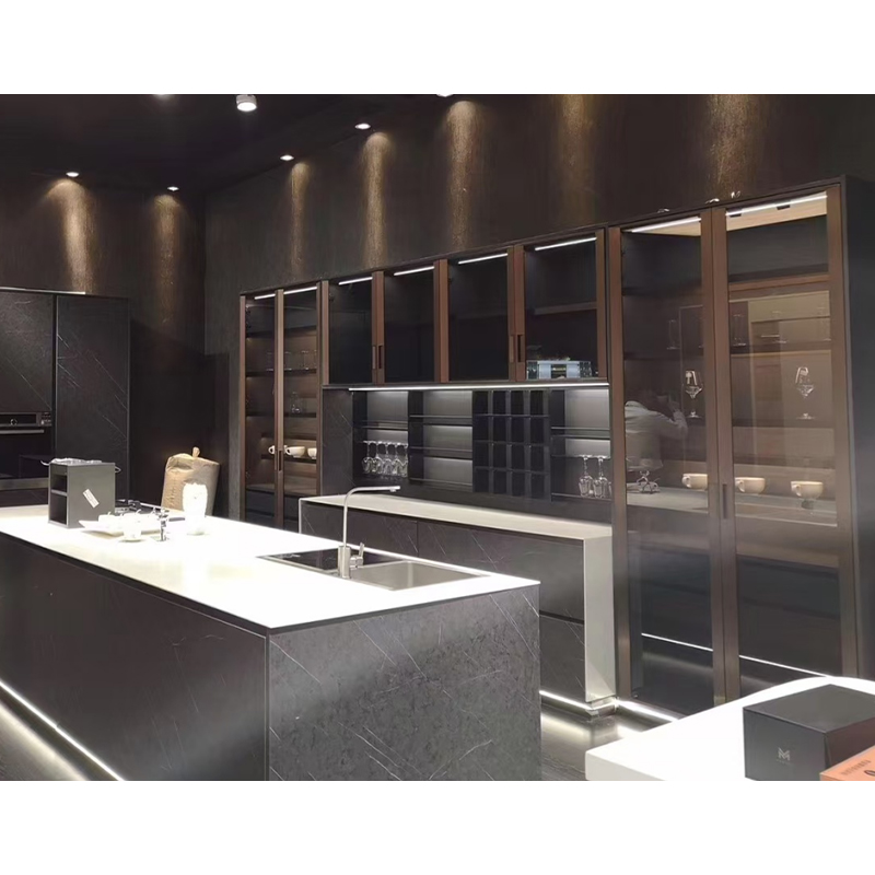 Aluminum Frame Glass Door Kitchen Cabinet